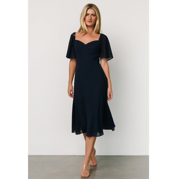 NWT Baltic Born | Colette Sweetheart Midi Dress Navy Blue | Size Large - Picture 3 of 14